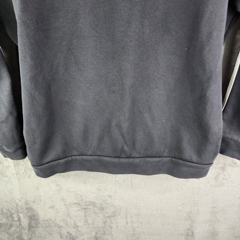 Mens Black Adidas Hoodie Sweatshirt Long Sleeves w/ White Stripes Size XL - Picture 3 of 10